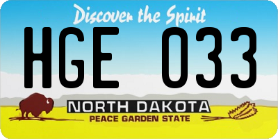 ND license plate HGE033