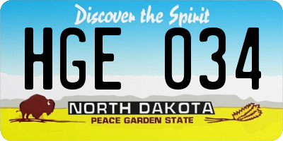 ND license plate HGE034