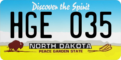 ND license plate HGE035