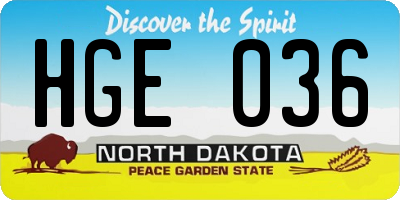 ND license plate HGE036