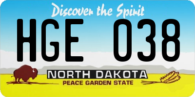 ND license plate HGE038
