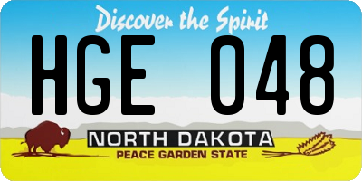 ND license plate HGE048