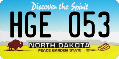 ND license plate HGE053