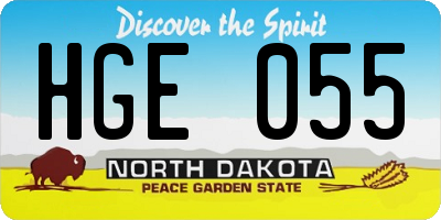 ND license plate HGE055