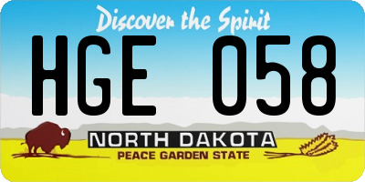 ND license plate HGE058