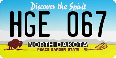 ND license plate HGE067