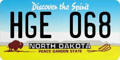 ND license plate HGE068