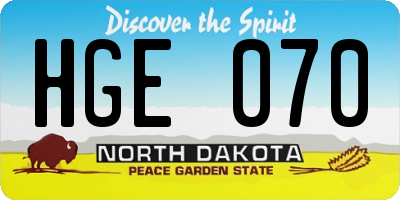 ND license plate HGE070