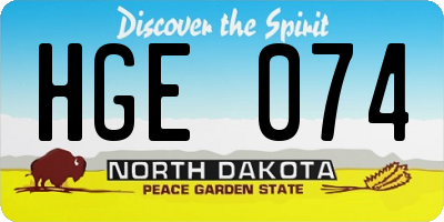 ND license plate HGE074