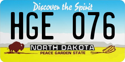 ND license plate HGE076