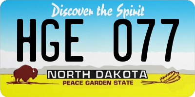 ND license plate HGE077