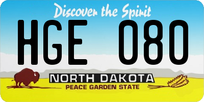 ND license plate HGE080