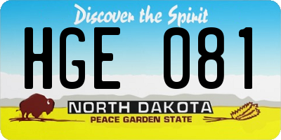 ND license plate HGE081