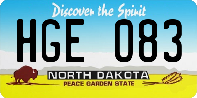 ND license plate HGE083