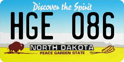 ND license plate HGE086