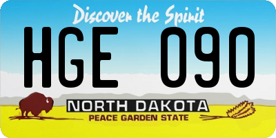 ND license plate HGE090