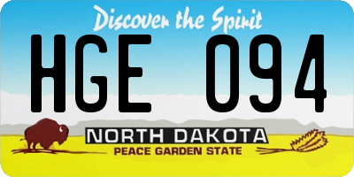 ND license plate HGE094