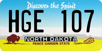 ND license plate HGE107