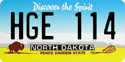 ND license plate HGE114