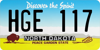 ND license plate HGE117