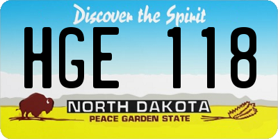 ND license plate HGE118