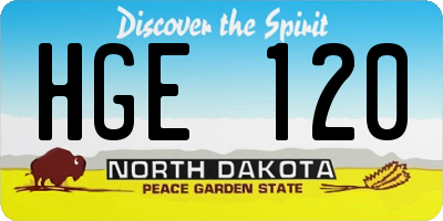 ND license plate HGE120