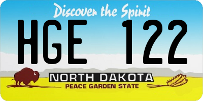 ND license plate HGE122