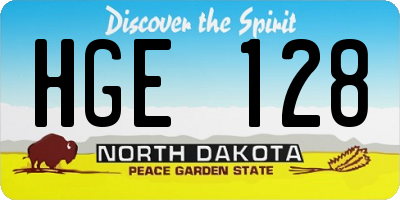 ND license plate HGE128