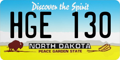 ND license plate HGE130