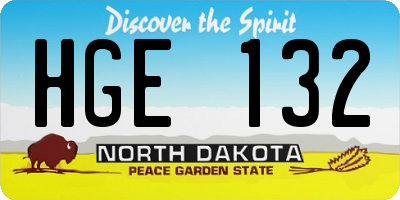 ND license plate HGE132