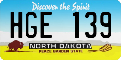 ND license plate HGE139