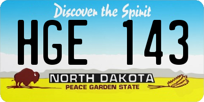 ND license plate HGE143