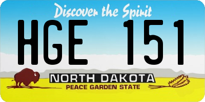ND license plate HGE151