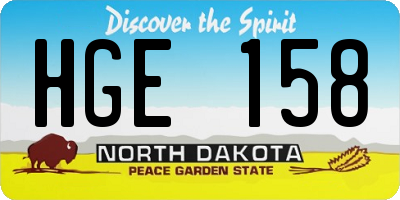 ND license plate HGE158