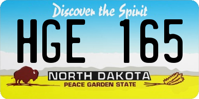 ND license plate HGE165