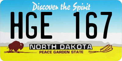 ND license plate HGE167