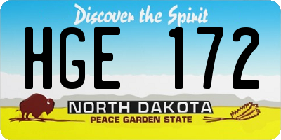 ND license plate HGE172