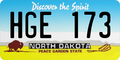 ND license plate HGE173