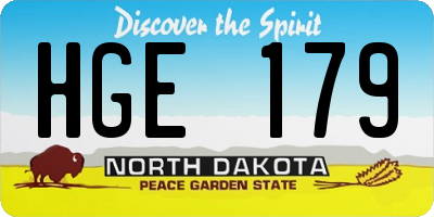 ND license plate HGE179