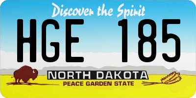 ND license plate HGE185
