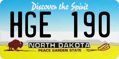 ND license plate HGE190