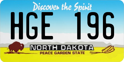 ND license plate HGE196