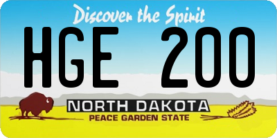 ND license plate HGE200