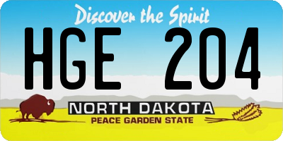ND license plate HGE204