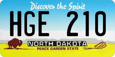 ND license plate HGE210