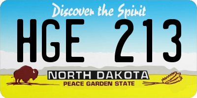 ND license plate HGE213
