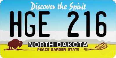 ND license plate HGE216