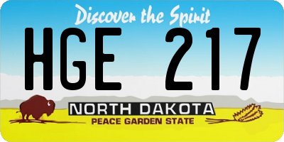 ND license plate HGE217