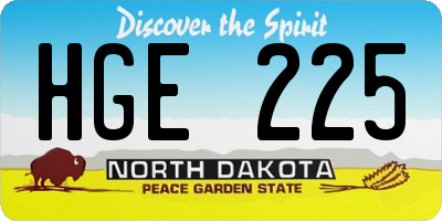 ND license plate HGE225
