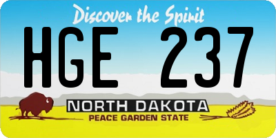 ND license plate HGE237